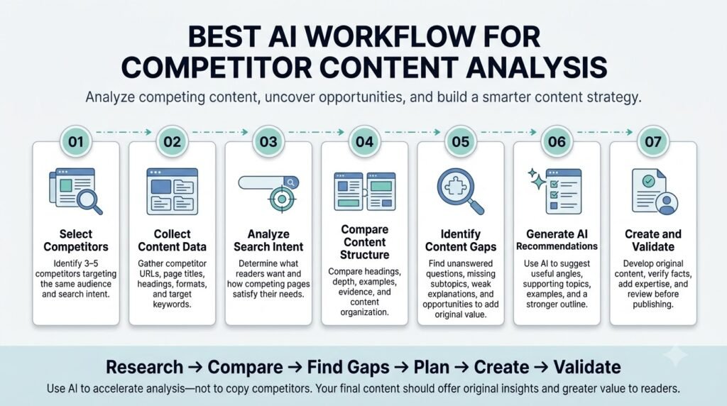 Best AI Workflow for Competitor Content Analysis: 7 Steps 1 Current image: best AI workflow for competitor content analysis