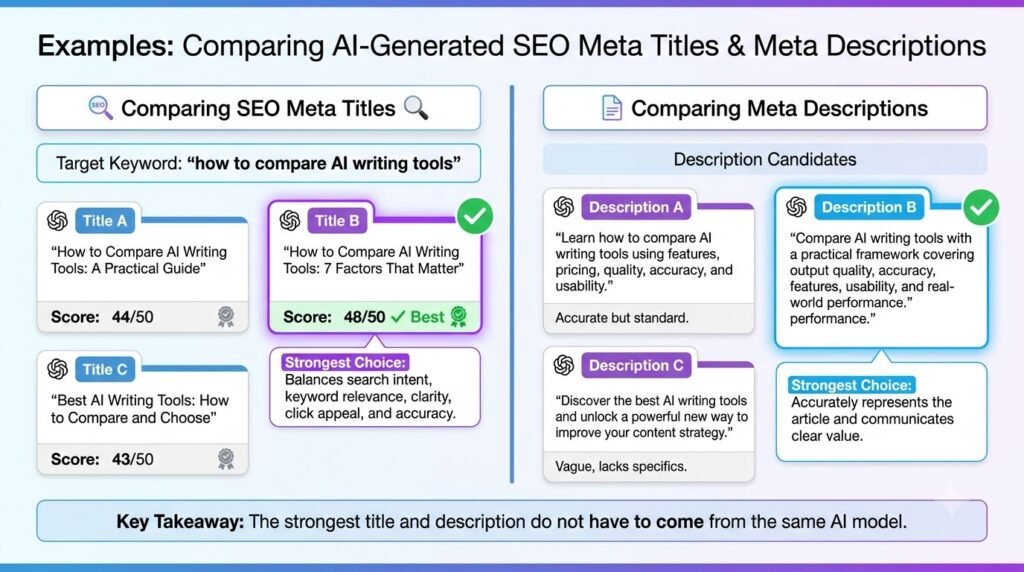 How to Compare AI-Generated SEO Meta Titles and Descriptions 7 compare AI-generated SEO meta titles and descriptions