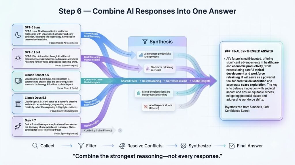 how to combine AI responses into one answer
