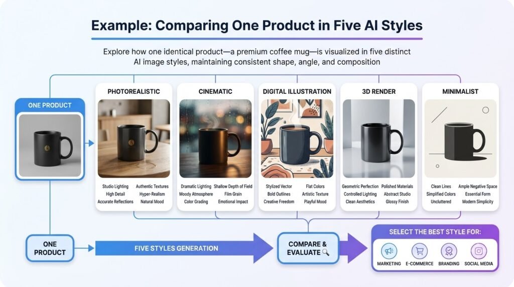 how to compare AI image generation styles